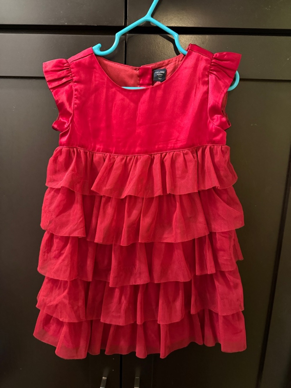Baby Gap Bright Red/Burgundy  Tiered Ruffle Party Dress size Toddler 3T